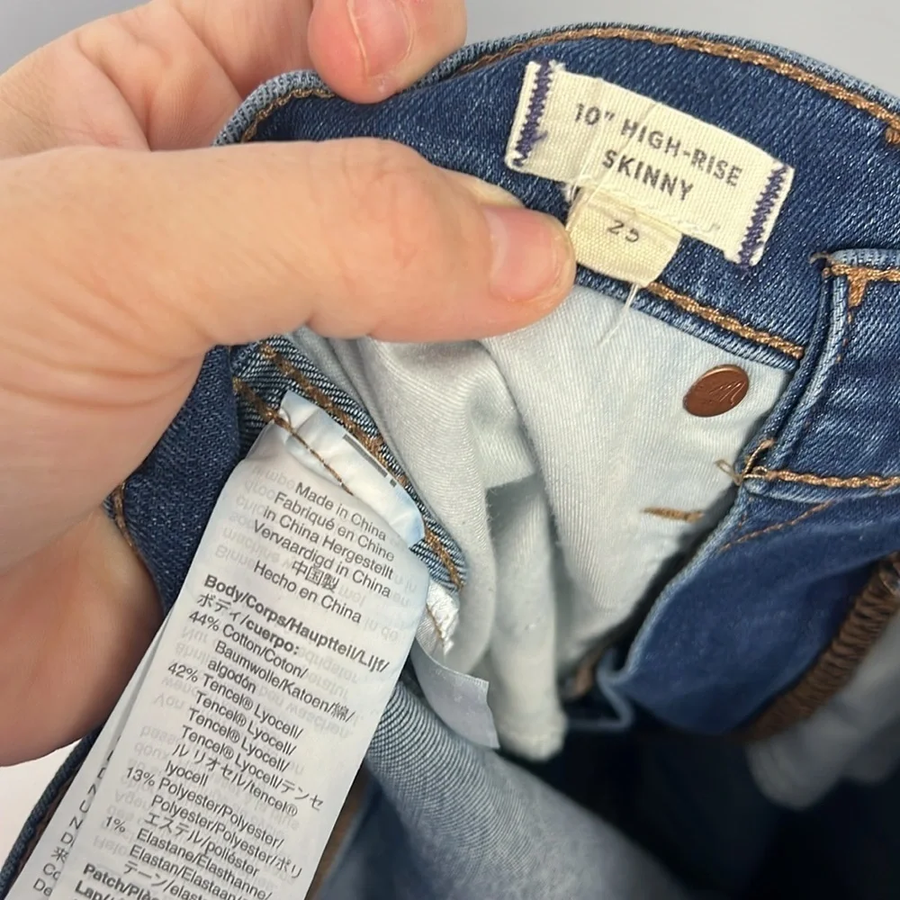 Madewell 10” high rise skinny jeans size 25